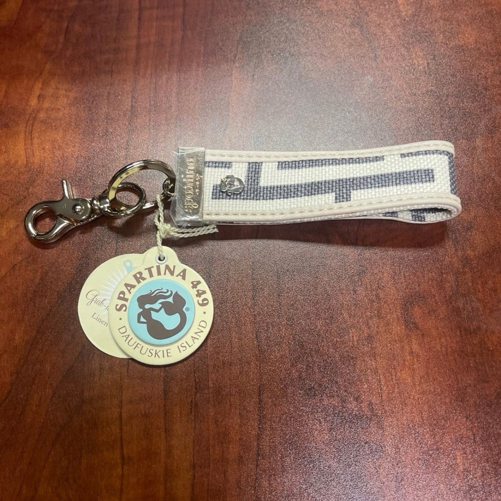 Spartina 449 Cream and Gray Keychain with Lobster Clasp